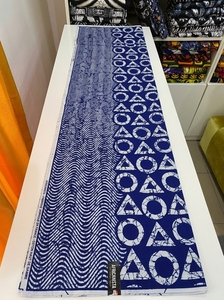 Tela de algodón estampada con cera de primera calidad, diseño geométrico azul y blanco, 58/60 pulgadas, tejida para prendas de vestir, sari para mujer - Product Image 5