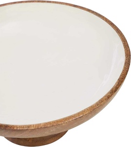 Bol de service en bois fait main moderne avec motif floral et base surélevée pour la présentation des aliments - Product Image 5
