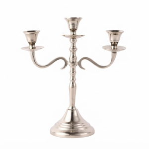 Classic 3 Arm Metal Candelabra <b>Silver</b> <b>Candlestick</b> Holder Vintage Aluminium Candle Stand Wholesale For Wedding Table Centerpiece - Product Image 1