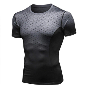 Men's Sleeveless Compression Shirt Black Gray Geometric Print Quick Dry Polyester Cotton Rash Guard Top UPF50+ Anti-Bacterial - Product Image 1