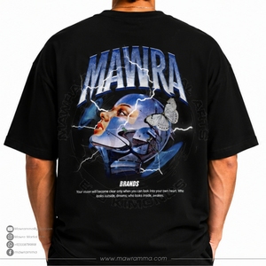 T-shirt noir à manches courtes et col rond pour homme Mawra, impression DTG sur le devant, design streetwear décontracté, coupe classique, t-shirt unisexe - Product Image 2