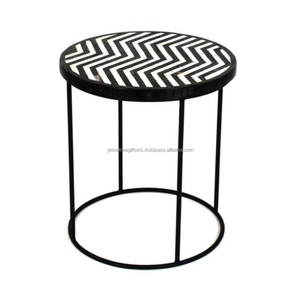 Bone Inlay Resin Tripod Coffee <b>Table</b> With Metal Rod Stand <b>Black</b> Powder Coating Finishing Round Shape For <b>Living</b> <b>Room</b> - Product Image 6