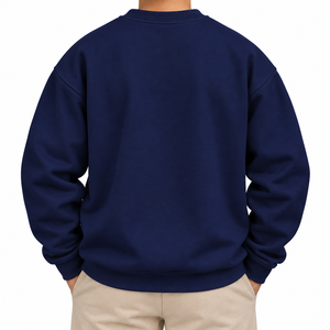 Men's <b>Navy</b> Blue Hooded Pullover <b>Sweatshirt</b> Regular Fit Knitted Cotton Casual Winter OEM Service Eco-Friendly Quick Dry - Product Image 3