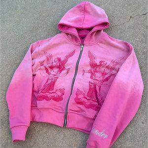 Sweat à capuche pour homme de haute qualité, 100% coton, coupe classique, écologique, coupe-vent, en molleton épais, épaules tombantes, imprimé DTF effet soleil, 400g - Product Image 2