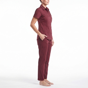 Blouse médicale pour femme à manches courtes, boutonnée sur le devant, uniforme d'infirmière avec poches, vêtement de travail léger et respirant - Product Image 4