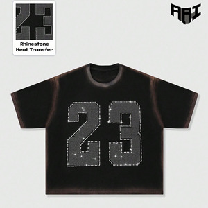 T-shirt Homme en Coton Premium à Manches Courtes et Col Rond avec Strass Numéro 23 – Vente en Gros, Logo Personnalisé – Fournisseur - Product Image 1