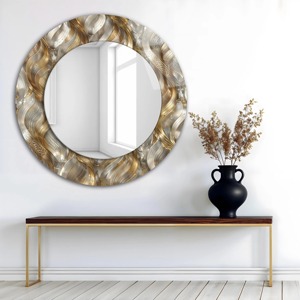 <b>Gold</b> and Silver Abstract Swirl/Wave <b>Round</b> Glass & Metal Frame Handmade Decorative Wall <b>Mirror</b> From REHMAN CRAFT - Product Image 4
