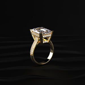 Approvisionnement en gros de bagues solitaires en moissanite taille émeraude surdimensionnée 11CT en or massif 14 carats pour les distributeurs professionnels de bijoux de mariage - Product Image 4