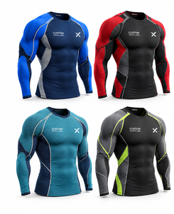 Chemises de compression à manches longues pour hommes - Vert, marine, gris, rouge et six autres couleurs - Fabricant de vêtements de sport et d'articles de plein air - Product Image 1