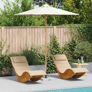 Sombrilla de Jardín de Bambú Color Crema Blanco de 240 x 240 x 260 cm con Base - Product Image 1