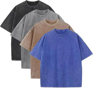 Camiseta Gráfica Personalizada de Alta Calidad OEM con Estampado DTG, Manga 3/4, Algodón Tejido, Corte Deshilachado, Estilo Boxy para Hombre - Product Image 4