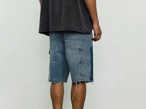 Pantalones Cortos Vaqueros Anchos de Hombre, Estilo Urbano, Hechos a Medida, con Botones, de Cintura Alta, Ligeros, de Secado Rápido y Transpirables, Venta al por Mayor 2025 - Product Image 5