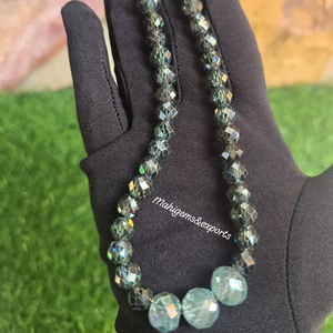 7*8 MM Blackish Green & 10 MM Light <b>Blue</b> 3 Piece Moissanite Diamond <b>Beads</b> - Product Image 2