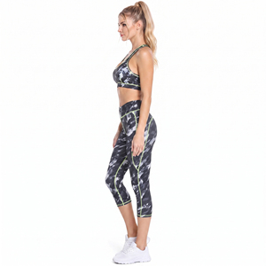 Women High Waist <b>Capri</b> <b>Leggings</b> Four-Way Contrast Stitch 3/4 Yoga Pants Calf Length Workout TIghts Women Tie-Dye Print <b>Leggings</b> - Product Image 3