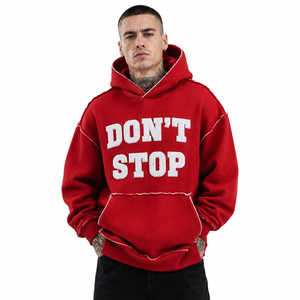 Men Oversized Street Wear Style Heavyweight Fleece Cotton Pullover Hoodie Chenille Embroidery Drop Shoulder Breathable Winter - Product Image 1