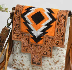 Nuevo estilo, bolso de cuero de estilo occidental con herramientas aztecas occidentales, bolso de mano vintage multicolor, correa de cuero con herramientas elegantes para mujer - Product Image 4