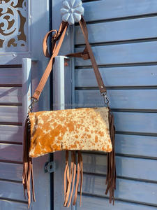 New Arrival Western Real Handmade Hair on Fur Tooled Leather Fringe Sling Bag Stylish Women <b>Concealed</b> Carry Casual Crossbody Bag - Product Image 6