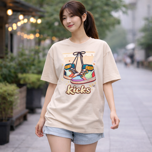 Camiseta Casual de Cuello Redondo para Mujer, Transpirable, de Jersey, Lisa, con Serigrafía, de Alta Calidad, de Algodón, de Manga Corta, Ecológica y de Secado Rápido - Product Image 4