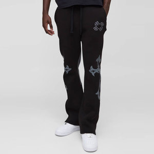 Pantalones Deportivos Negros para Hombre, Bordados, con Cordón Elástico, Casuales, de Algodón Medio, con Logotipo en la Pierna Derecha, Estilo Otoñal - Product Image 4