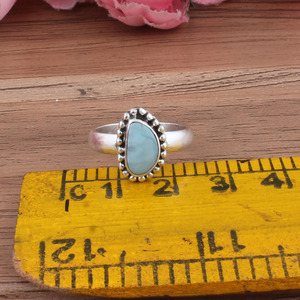 Vente en gros de bijoux en argent sterling 925 avec sertissage en turquoise bleu naturel classique, pierre précieuse de la République dominicaine, taille brillante - Product Image 3