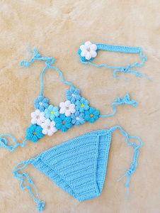 Ensembles de bikinis deux pièces en crochet pour femmes, hauts à imprimé floral et shorts taille haute, tenues de plage, fabrication OEM ODM au Vietnam - Product Image 6