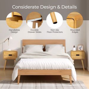 Solid Wood Nightstand with <b>Drawer</b> and Legs for Bedroom & Living Room Elegant End <b>Side</b> <b>Table</b> - Product Image 3