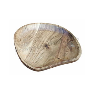 Plateau de service en bois écologique fait main de qualité supérieure pour aliments, plateau/assiette en bois d'acacia massif pour achat en gros - Product Image 1