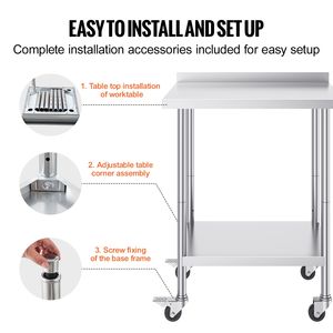 Tavolo da Lavoro Commerciale in Acciaio Inox 24 X 30 X 40 Pollici con Ruote, Banco da Lavoro per Preparazione Alimenti, Scaffale Metallico con Garanzia di 30 Anni - Product Image 6