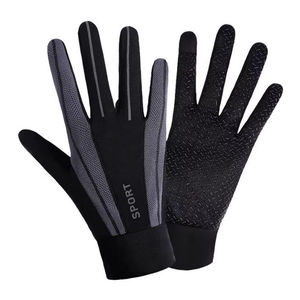 WARPRO INDUSTRY Sport <b>Gloves</b> Black Red Mesh Non-Slip Touchscreen Design Full Finger Outdoor Use PU Material - Product Image 2