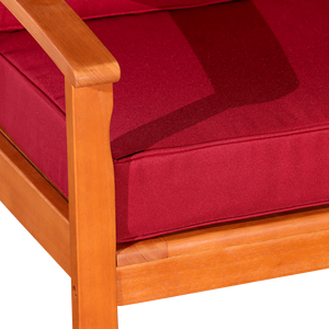 Sedia Deep Seat in eucalipto con cuscini bordeaux, finitura a olio naturale - Product Image 5