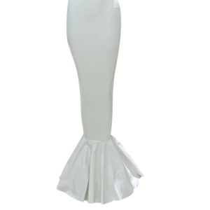 Elegant Strapless Satin Mermaid Wedding <b>Dress</b> With Ruffles Floor-Length Formal Gown - Product Image 2