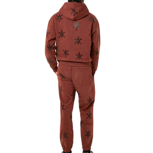 Men's Red Star Print Tracksuit <b>Hoodie</b> Full Zipper Sweatshirt With Side Pockets Casual Autumn Wear 100% Cotton Regular Fit - Product Image 6
