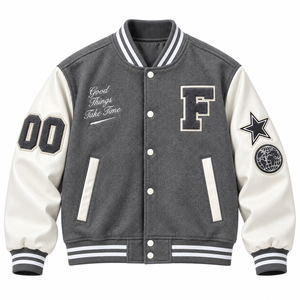 Chaqueta Varsity Personalizada para Hombre, Chaqueta Letterman con Parches Bordados, Apliques, Botones a Presión, Cuello y Puños de Punto Acanalado, Chaquetas Bomber Casuales - Product Image 1