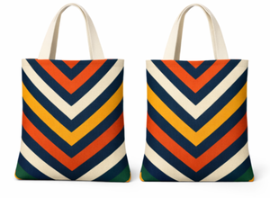 Custom Striped Cotton Canvas Tote <b>Bag</b> with <b>Long</b> Strap Large Size Custom Printed Canvas Shopping Tote <b>Bag</b> with Overall Print - Product Image 3