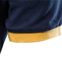 Camiseta Deportiva Personalizada para Hombre, Color Azul Marino con Paneles Amarillos, Manga Corta, Transpirable, Informal, para Verano, Golf, Tenis
