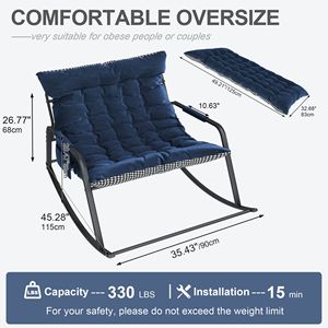 Comoda Sedia a Dondolo per Tutte le Stagioni con Cuscini e Braccioli, Poltrona Reclinabile Ergonomica Traspirante - Product Image 5