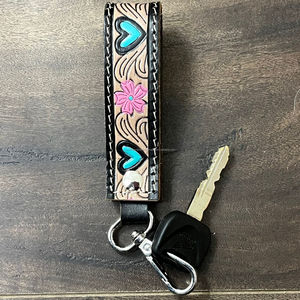 Porte-clés vintage en cuir véritable fait main avec logo personnalisé, style western, porte-clés unique et élégant pour femmes - Product Image 4