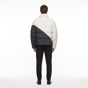 Veste matelassée diagonale à blocs de couleur pour homme, 800-Fill Down, résistante à l'eau, en nylon à mémoire de forme, manteau d'hiver OEM - Product Image 2