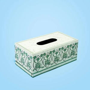 Boîte à mouchoirs en bois imprimée au design vintage, motif floral en papier fait main, porte-mouchoirs décoratif - Product Image 3