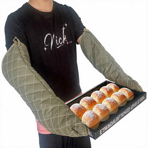 Mazafy Gants de four résistants à la chaleur en coton à motif à carreaux, avec bracelet élastique, fonction tactile, antidérapants, durables et respirants - Product Image 5