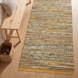 Tapis de couloir bleu chiné pour les intérieurs côtiers, scandinaves et modernes bio - Product Image 4