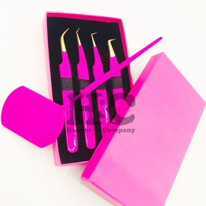 Hot Pink Stainless Steel Eyelash Extension Tweezers-Hooper Company HAC-T336 Model Durable Anti-Magnetic Custom Logo Sustainable - Product Image 1