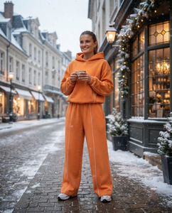 Women's Oversized Contrastline Tracksuit Pullover Hoodie Wide Leg Jogger Pants Casual Streetwear Women's Sweat Suit <b>Set</b> - Product Image 2