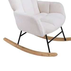 Sedia a dondolo imbottita in tessuto Teddy con schienale alto, sedia a dondolo per cameretta con seduta morbida e capacità di carico di 250 libbre. - Product Image 4