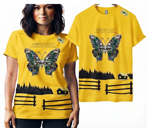 T-shirt vintage pour femme, écologique, orné de strass compressés, tendance, décontracté, scintillant, avec personnalisation OEM ODM - Product Image 3