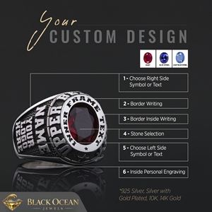 Anillo de Graduación Universitario BOJ MCollege 003 Personalizado en Plata con Diamantes, Unisex, Certificado por GIA, Micro, Bajo Precio - Product Image 5