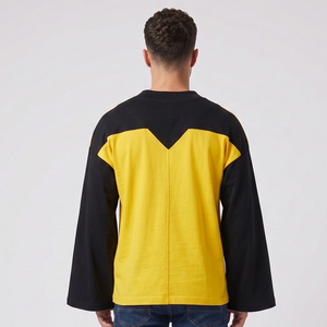 T-shirt Homme Col V Épaules Tombantes Manches Longues Oversize Style Streetwear Coupe Ample Été - Product Image 3