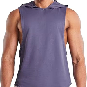 Men Muscle Fit <b>Sleeveless</b> <b>Hoodie</b> Stretch Fabric Designed for Bodybuilding Weightlifting - Product Image 3
