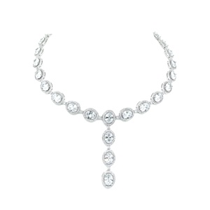 Classic Rhodium Plated Brass CZ <b>Statement</b> <b>Necklace</b> for Women-Party Wedding & Anniversary Gift - Product Image 1