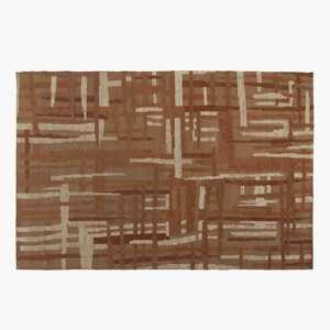 Tapis rectangulaire en laine de Nouvelle-Zélande noué à la main, écologique, durable, motif abstrait labyrinthe, idéal pour un cadeau de pendaison de crémaillère - Product Image 1